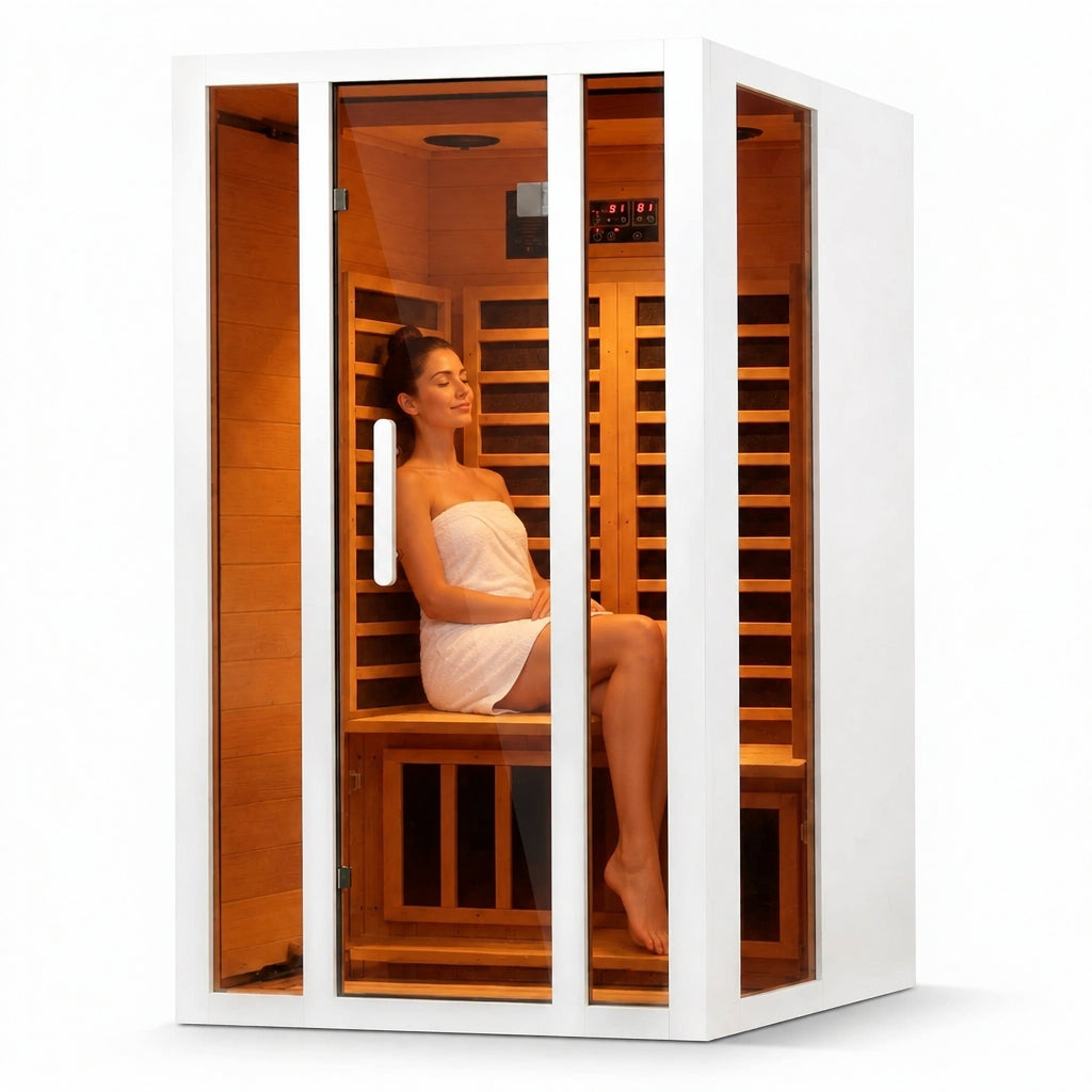 Home Infrared Sauna Built for Daily Wellness, FAR Therapy, Low EMF Carbon Heaters, Hemlock Wood