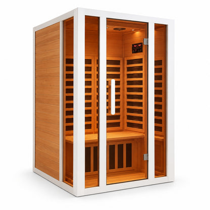 Home Infrared Sauna Built for Daily Wellness, FAR Therapy, Low EMF Carbon Heaters, Hemlock Wood