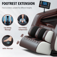 Full Body Massage Chair with Zero Gravity, Heated Back & Legs, 20 Airbags, Bluetooth, Shiatsu Recliner for Home