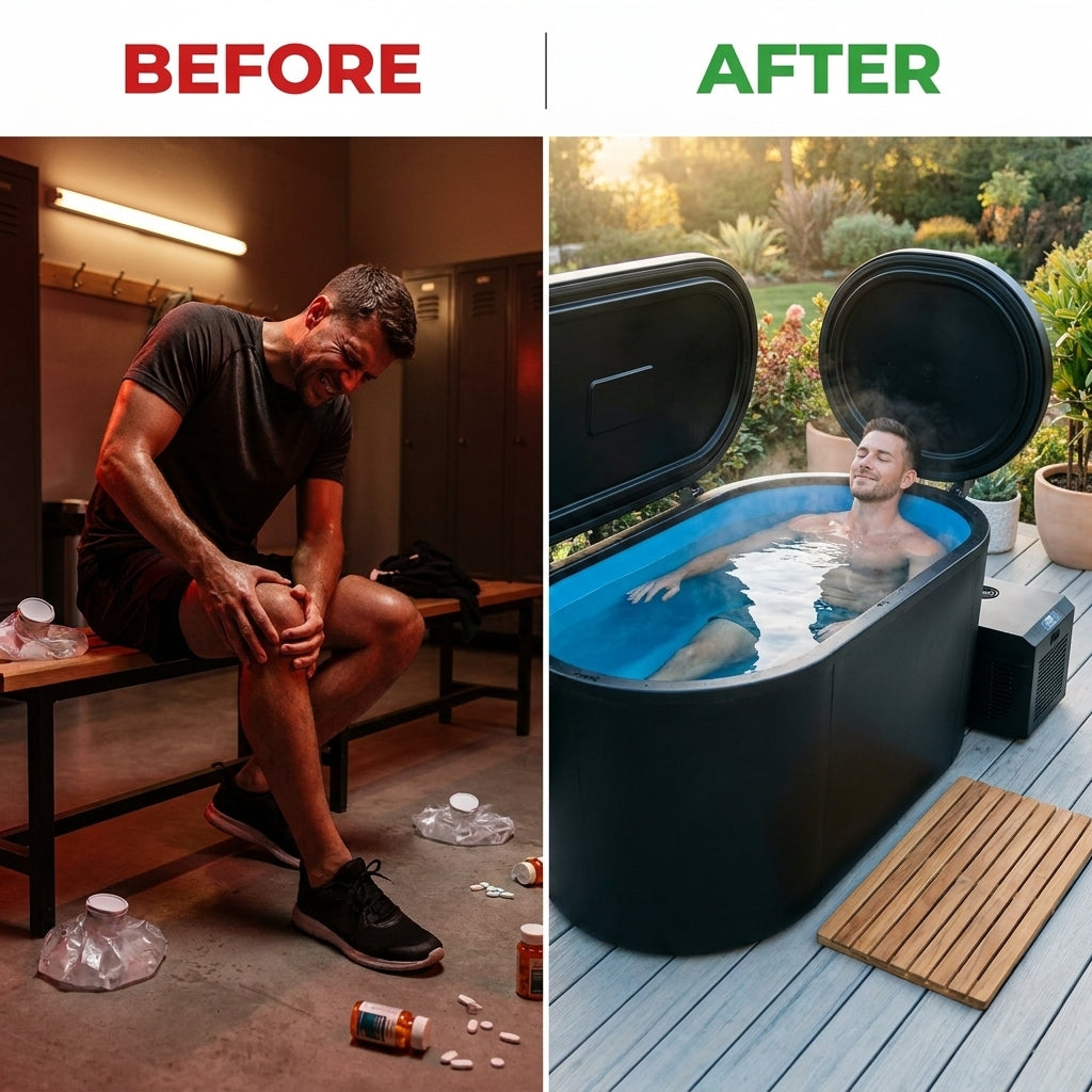 Cold Plunge Tub Designed for Daily Recovery, Built-In Cooling, Ozone Sanitization, Weatherproof Design — Before & After