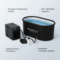 Ice Bath Chiller & Cold Plunge Tub Kit, 1/3HP Cold Plunge Chiller with External Pump & Filter, XXL 148Gal Upgraded Ice Pod, Cold Plunge Tub with Water Chiller for Cold Therapy Recovery — infographic