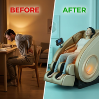 Massage Chair Zero Gravity Full Body with Heating and Bluetooth - Gold — Before & After