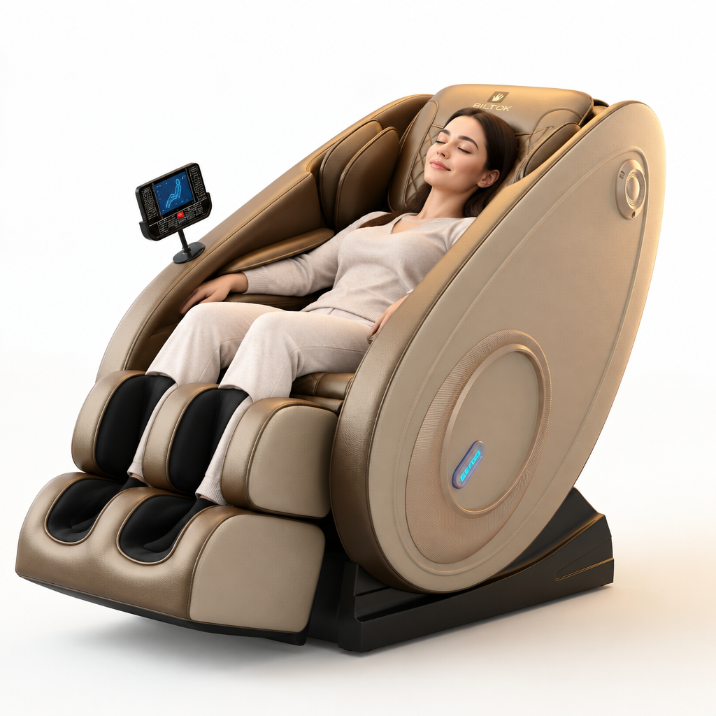 Massage Chair Zero Gravity Full Body with Heating and Bluetooth - Gold