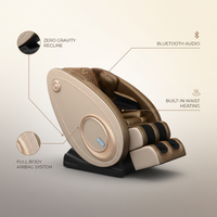 Massage Chair Zero Gravity Full Body with Heating and Bluetooth - Gold — infographic