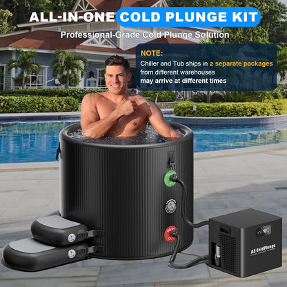 Ice Bath Tub & Cold Plunge Chiller Kit, 1/3HP Ice Bath Chiller with Built-In Pump & Filter, XL 120 Gal Insulated Ice Pod Pro, Cold Plunge Tub with Water Chiller for Cold Therapy