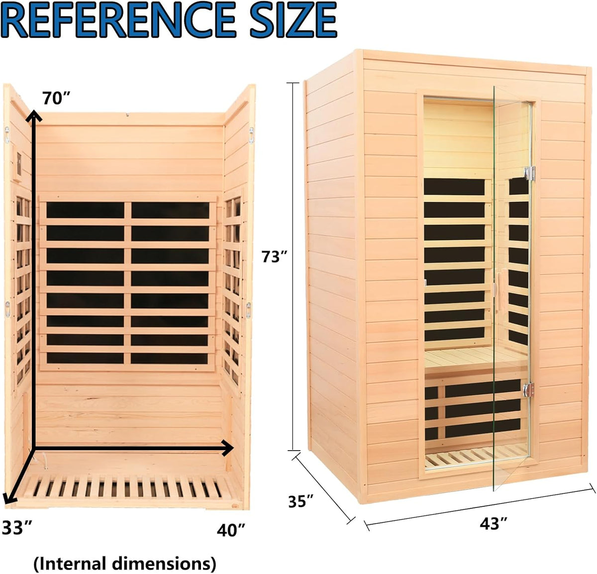 2 Person Low EMF Far Infrared Sauna, 5 Heating Panels, 1500W/120V, Canadian Hemlock Indoor Sauna with Bluetooth Speakers, Reading Lights, Roof Vent, Tempered Glass